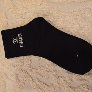 Black Casual Logo Ankle Socks Unisex